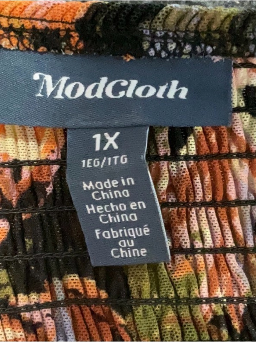 ModCloth Floral Smocked Maxi Dress 1X | Boho/Cottagecore Long Sleeve |Warm Tones - Picture 8 of 8